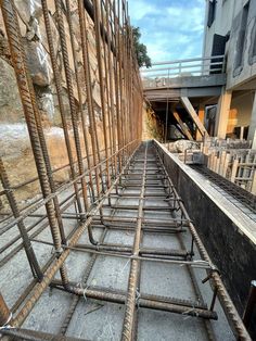 the concrete is being poured into the building