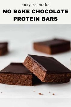 no bake chocolate protein bars with text overlay