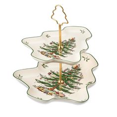 two serving trays with christmas trees on them