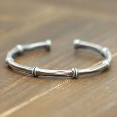 Sterling Silver Bamboo Cuff Bracelet | Sterling Silver Bracelets Mens Sterling Silver Jewelry, Mens Silver Jewelry, Handcrafted Silver Jewelry, Silver Jewellery Online, Biker Jewelry, Silver Bracelets For Women, Mens Bracelet Silver, Men's Bracelet, Bracelet Sterling Silver