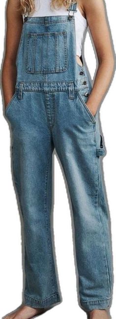 Casual Denim Jumpsuit With Side Pockets, Casual Blue Denim Jumpsuit, Blue Denim Jumpsuit With Pockets, Casual Medium Wash Cargo Jeans For Spring, Casual Spring Medium Wash Cargo Jeans, Spring Casual Cargo Jeans In Medium Wash, Casual Spring Cargo Jeans In Medium Wash, Casual Blue Cargo Jeans For Spring, Casual Washed Blue Denim Cargo Jeans