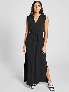 Trendy Fashion NWT Athleta Marlow Maxi Dress, BLACK SIZE XS #558664 O0411H, Womens Dresses Black Stretch Maxi Dress For Spring, Casual Black Maxi Dress For Spring, Casual Fitted Black Maxi Dress, Fitted Black Casual Maxi Dress, Casual Black Stretch Dress, Black Stretch Casual Dress, Sporty Black Spring Dress, Sporty Black Summer Dress, Sporty Black Dress For Spring