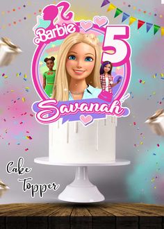 barbie birthday cake topper with name and photo