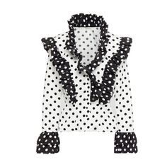 Rodarte-Ruffled Polka-Dot Blouse - Runway Catalog Polka Dot Ruffled Blouse For Work, Polka Dot Ruffle Blouse For Work, Chic Polka Dot Blouse With Ruffles, Ivory Silk, Polka Dot Blouse, Blouse Online, Black Ruffle, Polka Dot Top, Soho