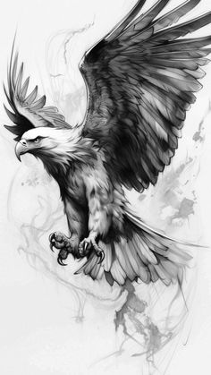 an eagle is flying with its wings spread