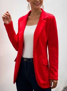 Details: Material: Cotton Blending SKU: DR2000A4540 Style: OL Fit Type: Regular Clothing Length: Regular Sleeve Length: Long Sleeve SIZE(IN) Sleeve Bust Back Length S 22.4 36.6 28.7 M 22.8 37.8 29.1 L 23.2 39.4 29.5 XL 23.7 40.9 30.0 Please allow 0.4"-1" differs due to manual measurement. Red Single Button Long Sleeve Blazer, Red Fitted Single-button Blazer, Red Single-button Long Sleeve Blazer, Daily Look, Fashion Item, Blazer Suit, Stylish Women, Red Leather Jacket, New Fashion