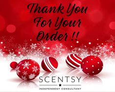 thank you for your order with red balls and snowflakes