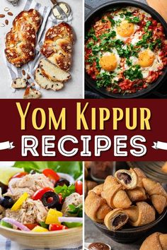 yom kippur recipe collage with text overlay - yom krupr recipes