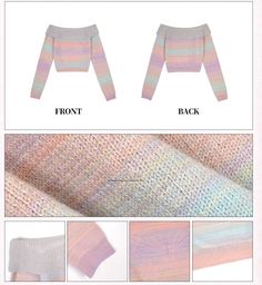 the instructions to knit a sweater with an open back and long sleeves, in two different colors