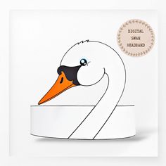 a white swan with an orange beak on it's head and the words digital swan headband above it