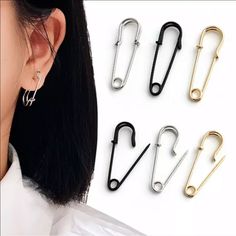 Material Zinc Alloy. All Colors Available Please Let Me Know Upon Purchasing Which Color You Would Like. Silver Gold Black Hot Topic Earrings, Punk Rock Style, Trendy Stud Earrings, Rock Style Clothing, Punk Pins, Stud Fashion, Punk Earrings, Pin Earrings, Safety Pin Earrings