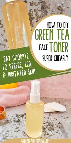 Easy DIY Green Tea Toner Recipe - greenbeautymama.com Homemade Face Mist, Face Toner Diy, Face Toner Recipe, Face Toner Benefits, Green Tea Face Toner, Homemade Face Toner, Herbal Knowledge, Diy Face Mist, Green Tea Face Wash