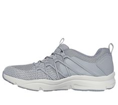 Make a move in flexible comfort wearing Relaxed Fit Active Sequoia. This stretch-laced style features a mesh and synthetic upper with a cushioned Skechers Air-Cooled Memory Foam insole. | Skechers Women's Relaxed Fit: Active Sequoia Sneaker | Medium Width | Skechers Air-Cooled Memory Foam cushioned comfort insole | Relaxed Fit for a roomy comfort fit at toe and forefoot | Crafted with 100% vegan materials | Mesh and synthetic upper | 1 1/4-inch heel height | Machine washable | Skechers Lightweight Mesh Sporty Running Shoes, Mesh Running Shoes With Arch Support For Workout, Gray Mesh Athleisure Running Shoes, Breathable Stretch Sneakers For Running, Lightweight Mesh Running Shoes For Light Sports, Mesh Athleisure Running Shoes For Light Exercise, Athleisure Sneakers For Light Sports With Light Support, Lightweight Mesh Sneakers For Sports, Mesh Running Shoes With Arch Support For Light Exercise