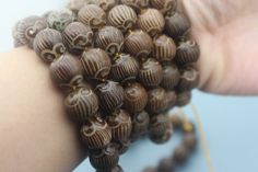 Material: natural Bodhi Root (Natural Wood, Fragrance Free ) Size: 14 mm round each piece QTY: in this price, full strand (108 pieces) you will received Rudraksha Beads, Beads Mala, Beads Diy, Mala Beads, Fragrance Free, Diy Accessories, Diy Beads, Hand Beading, Beaded Flowers