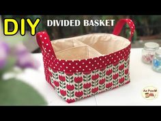 the diy divided basket is made from fabric