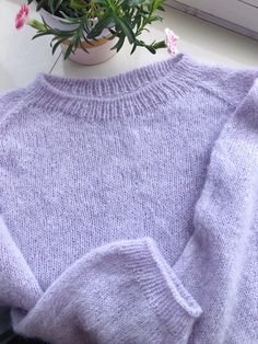 "Treat yourself with a chunky, casual, oversized, sustainable handmade alpaca mohair sweater/jumper for women making a timeless wardrobe piece suitable for various occasions and seasons. Refresh your look in a pastel lavender palette! Perfectly tailored for XS-S-M sizes. Measurements: Width: 21.26\" (54 cm) Length 21.65\" (55 cm)  Composition: 35% soft mohair, 35% baby alpaca, 30% nylon, blended Italian yarn. Such yarns are warm, lightweight, and breathable. Additional Details:  Seamless, minimalistic classical design. Loose fit, sustainable approach. Lightweight feel Not itchy, soft touches are guaranteed. Very nice pastel lavender color. Custom sizing is available upon request, need only your measurements of bust, desired length, and sleeves. Please note, hand-wash in cold water, flat dr Pastel Sweater Outfit, Lilac Sweater, Jumper For Women, Pastel Sweater, Lavender Sweater, Pastel Lilac, Sweater Refashion, Sweater Chunky, Lilac Lavender