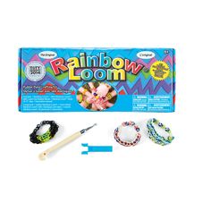 the rainbow loom kit includes bracelets, beads, and an assortment of accessories