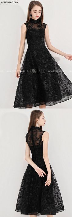 Retro Black Lace Tea Length Party Dress Sleeveless With High Neck Ref#BLS97026 at GemGrace. #HomecomingDresses Shop now to get $10 off. Pro custom-made service for wedding dress, formal dress. View Homecoming Dresses,Wedding Guest Dresses,Black Homecoming Dresses for more ideas. Click to shop now! #BuyableHomecomingDresses Trendy Dress Styles, Black Homecoming Dress, Cheap Homecoming Dresses, Homecoming Dresses Long, Semi Formal Dresses, Formal Party Dress, Trendy Dress, Lace Dresses, Dresses Lace