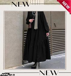 Plus Size Women Fall/winter Loose Long Sleeve Dress Winter Long Sleeve Solid Color Dresses, Long Sleeve Solid Color Winter Dresses, Winter Solid Color Long Sleeve Midi Dress, Winter Long Sleeve Solid Color Midi Dress, Casual Solid Long Sleeve Dress For Winter, Casual Long Sleeve Dress For Winter, Casual Long Sleeve Solid Color Dress For Winter, Chic Long Sleeve Solid Color Winter Dress, Long Solid Color Winter Dress