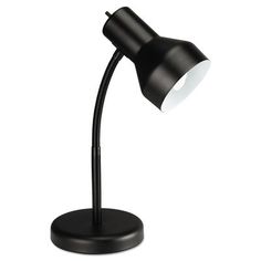 a black desk lamp on a white background