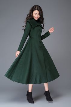 Elegant and comfortable long green wool coat. Unique design will let you shine wherever you go, perfect for every occasion. Fastens at the front with five buttons Two side pockets The black belt is not sale items   Shop sizing chart FYI ( made according to US sizing. actual body figures, NOT laying flat clothes measurements)  SIZE (US 0, UK 4, Italian 34, French 32, German 30, Japan 1) bust: fits bust around 32.5” / 82.5cm Waist: fits waist around 25” / 64cm Hips: fits hips around 35” / 89cm ... Green Long Wool Winter Coat, Green Long Wool Coat For Winter, Green Wool Coat For Winter, Chic Green Wool Coat For Winter, Chic Long Green Wool Coat, Chic Green Long Wool Coat, Chic Green Pea Coat For Winter, Green Fitted Wool Coat For Winter, Green Single-breasted Wool Coat For Winter