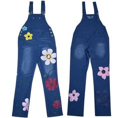 Flower Print Women's Fashion Denim Dungarees, Sleeveless, Women's Denim Cropped Overalls, Harem Pants, Jeans, Jumpsuits, Large. Sleeveless, Strap Pockets, Loose Ladies Overalls, Washed, Slim Overalls, Women's Casual Pants. Looking for some fun overalls then check out our Denim flower Jumpsuit. ADJUSTABLE FIT. Built with adjustable shoulder straps, these overalls are designed to suit your needs. CONVENIENT: These loose baggy style overalls come with two front pockets and two back pockets, ideal f Flower Jumpsuit, Style Overalls, Denim Fashion Women, Denim Dungarees, Denim Flowers, Baggy Style, Suits Clothing, Punk Outfits, Floral Denim