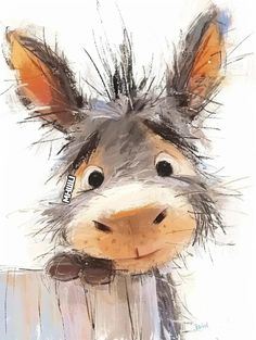 a drawing of a donkey with hair on it's head