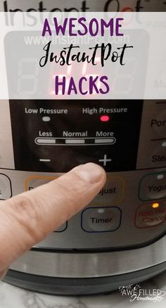 someone pressing the button on an instant pot hacks machine