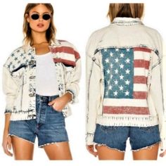 Blanknyc Stars & Stripes 100%Cotton Jacket Nwt 100% Authentic Blanknyc Rn#114542 Size - M Approximate Measurements (Taking Flat) Length ~22" Shoulders ~19" (Flat) Sleeves ~23" Bust (Pit To Pit) ~19"(Flat) Bottom~20" Material: 100%Cotton/ Color - Stars & Stripes: Blue,White,Red 5 Button-Down Closure Front Flap Button Closure Pockets Side Pockets Button Closure End Cuff Spring Americana Long Sleeve Tops, Long Sleeve Tops With Flag Print For Spring, Spring Long Sleeve Tops With Flag Print, Spring Flag Print Long Sleeve Tops, Americana Style Long Sleeve Outerwear For Fall, Americana Style Long Sleeve Fall Outerwear, Long Sleeve Top With American Flag Print For Spring, American Flag Print Long Sleeve Top For Spring, Americana Style Long Sleeve Winter Outerwear