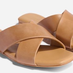 Slide on in. This sandal mixes together all-day comfort and timeless style, seamlessly. | Women's Catalina Slide Sandal . Brown Size 7.5 Heel Tap, Workwear Essentials, Mule Sneakers, Old Shoes, Leather Slide Sandals, Weave Style, Slide On, Womens Sandals Flat, Leather Slides