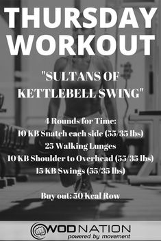 a flyer for the saturday workout with kettlebell swing and text that reads,'saturday workout