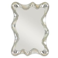 a silver metal frame mirror on a white background