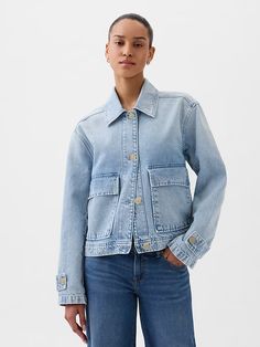 Denim Utility Shirt Jacket | Gap Utility Shirt, Clothes Style, Gap Denim, Clothes Horse, Recycled Cotton, White Tshirt, Shirt Jacket, Gap