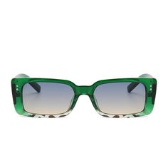 This sunglasses frame boasts a full-rimmed rectangle design and expertly crafted spring hinges. For excellent and stylish UV-protection, look no further than this classic design.Frame Shape: RectangleFrame Color: Green, LeopardFrame Material: PCLens Color: Grey, ChampagneLens Material: PCRim Type: Full RimLens Width: 59 mmBridge Width: 19 mmTemple Length: 143 mmFrame Width: 145 mmLens Height: 34 mmWeight: 33.3 gUV Protection: UV400Polarized: NoSpring Hinge: NoAdjustable Nose Pads: No Green Rectangular Sunglasses With Tinted Lenses, Green Rectangular Tinted Sunglasses, Green Rectangular Sunglasses With Mirrored Lenses, Rectangular Glass Sunglasses With Polarized Lenses, Rectangular Sunglasses With Polarized Glass Lenses, Green Rectangular Sunglasses With Uv Protection, Rectangular Glass Sunglasses With Tinted Lenses, Green Rectangular Sunglasses For Beach, Trendy Green Rectangular Sunglasses