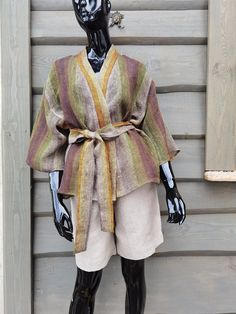 "Kimono lightweight blouse. Kimono length is about 65 cm ( 26 inches ) ( shoulder to hem ) Linen kimono blouse made from 100% pure linen. In the photos \"38-40 M-L size\" \"Space Blue Melange\", \"Moss Green Melange\" and \"Burgundy Melange\" are demonstrated. We can make any size on your request, please do not hesitate to contact us. For seeing more kimono tops photos: https://www.etsy.com/listing/969387875/linen-kimono-dress-heavy-linen-kimono?ref=shop_home_active_1&frs=1 Linen is one of the s Kimono Wrap Top, Linen Wrap Top, Kimono Blouse, Linen Kimono, White Capris, Kimono Wrap, Summer Blouses, Linen Blouse, Kimono Dress