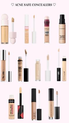 Types Of Concealer, Best Makeup Concealer, Best Makeup Products For Acne Prone Skin, How To Buy Concealer, Makeup Base Products, Cvs Makeup Must Haves, Non Pore Clogging Makeup, Acne Makeup Products, Acne Safe Makeup Products Drugstore