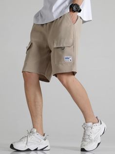 Everything in line with the photos cool material. It's OK. I recommend Cottagecore Men, Khaki Shorts Outfit, Mens Shorts Summer, Drawstring Waist Shorts, Fabric Letters, Shorts Cargo, Tshirt Outfits, Khaki Shorts