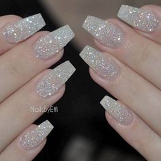 Ballerina Nails Designs, Gold Manicure, Silver Glitter Nails, Wedding Nails Glitter, Gel Nail Art Designs, Pink Gel, Pink Nail Art, Super Nails, Ballerina Nails