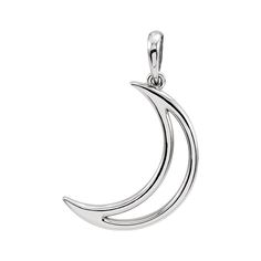 Tie the meaning to the moment with a classic or unusual pendant that makes it personal, thoughtful, or meaningful. This crescent moon pendant is crafted in continuum sterling silver and features a polished open design. Continuum sterling silver is an innovative proprietary metal that has the look of platinum with the strength of gold and a superior tarnish resistance finish. It meets the standard of .925 silver content and is alloyed with other precious metals giving it an extreme white color th Crescent Moon Pendant, Bow Jewelry, Disc Pendant, Open Design, Small Pendant, Shell Pendant, Jewelry Companies, Moon Pendant, Black Bow