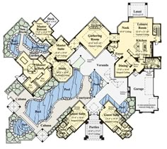 the floor plan for this luxury home is very large and has several rooms, including an outdoor