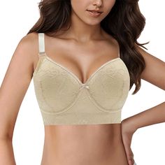 PRICES MAY VARY. 【Push Up Bra Full Coverage】The lace bra features excellent full support design, making your chest shape fuller and more three-dimensional, suitable for women with plus size or minimizer cup. Wearing this women's bras allows you to create charming curves in any occasion. 【Skin Friendly Fabric】The newly upgraded smooth and breathable fabric makes this pushup bra a must-have item for fashionable women in summer. Ours lace bralette with a smooth and comfortable touch, you can enjoy Bra Plus Size, Pushup Bra, Support Design, Everyday Bra, Womens Bras, Support Bras, Underwire Bra, Lace Bralette, Women Lace