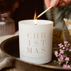 Gift for Her 'Christmas' glow through candle - Kindred Fires Best Friend Wedding Gifts, Wedding Gifts For Friends, White Candle, Floral Candle, Best Friend Wedding, Initial Gifts, Thoughtful Christmas Gifts, Godmother Gifts, Christmas Gift For Her