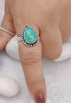 Natural Green Chrysoprase Ring, Chrysoprase Sterling Silver Ring, Green Chrysoprase Ring, Birthday Gift Ring, Women Jewelry, Gift For Her Gemstone: Chrysoprase  Gem Shape: Oval Metal: 925 Sterling Silver Silver Polish: High Ring Size: All Size Available Please note that there Can be slight variations in stone texture and color shades in the actual product that you receive. The stone quality or grade will be the same. Because We Use Natural Stones And All Natural Stones Are Not Of Same Textured. Bohemian Green Rings For Anniversary, Bohemian Green Birthstone Ring, Green Teardrop Rings For Gift, Green Opal Ring For May Birthstone Gift, Bohemian Green Opal Ring, Green Bohemian Opal Ring, Green Gemstone Ring For Birthday, Bohemian Green Emerald Ring As A Gift, Green Gemstone Birthday Ring