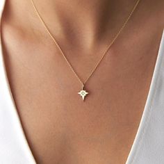 Small Diamond Necklace, North Star Necklace, Star Pendant Necklace, Tiny Diamond, North Star, Rose Gold Diamonds, Star Pendant, Star Necklace, Eternity Ring