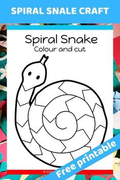 the spiral snake is on top of some crafting supplies and it's free printable