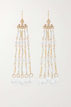 Shop ROXANNE ASSOULIN Gold-tone, bead and crystal earrings, Explore the latest ROXANNE ASSOULIN women's collection today on NET A PORTER White Metal Chandelier Earrings With Dangling Beads, Roxanne Assoulin, Crystal Hoop Earrings, Chandelier Style, In Focus, Fashion Jewelry Earrings, The Head, Curator Style, Chandelier Earrings