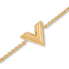 LOUIS VUITTON® - Essential V Bracelet - Golden V Signature, V Bracelet, Louis Vuitton Bracelet, Bracelet Luxury, Louis Vuitton Official Website, Duffle Bag Travel, Silver Jewelry Fashion, Louis Vuitton Official, Monogram Bag