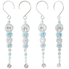 three pairs of dangling earrings with crystal beads