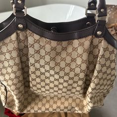 100% Authentic Gucci Bag Gucci Beige Monogram Canvas Shoulder Bag, Gucci Cream Leather Shoulder Bag, Classic Cream Gucci Shoulder Bag, Chic Gucci Shoulder Bag In Beige, Luxury Gucci Cream Shoulder Bag, Luxury Cream Gucci Shoulder Bag, Chic Beige Gucci Shoulder Bag, Elegant Cream Gucci Shoulder Bag, Chic Cream Monogram Canvas Bag