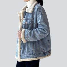 Introducing the 2023 Winter Collection's light wash winter denim jacket ââ‚?the perfect mix of enduring '90s trend and modern sophistication!Why It's Your Next Winter StapleThis established piece of outerwear is designed to bring you effortless trend and comfort. With an large silhouette and a light wash finish that creates a subtle vintage effect. this jacket is sure to make you stand out and turn heads. But it's not all about looks ââ‚?it also offers plenty of practicality. The buttoned closur Winter Denim Blue Cotton Denim Jacket, Denim Blue Cotton Outerwear For Fall, Fall Denim Blue Cotton Outerwear, Winter Blue Cotton Denim Jacket, Blue Cotton Denim Jacket For Winter, Winter Denim Blue Outerwear, Oversized Light Blue Cotton Outerwear, Light Blue Oversized Cotton Outerwear, Trendy Washed Blue Cotton Outerwear